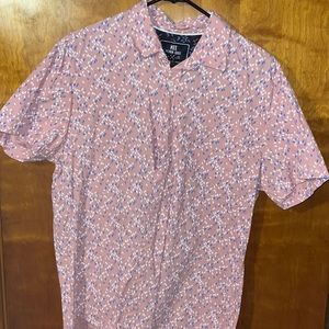 Pink short sleeve button up shirt